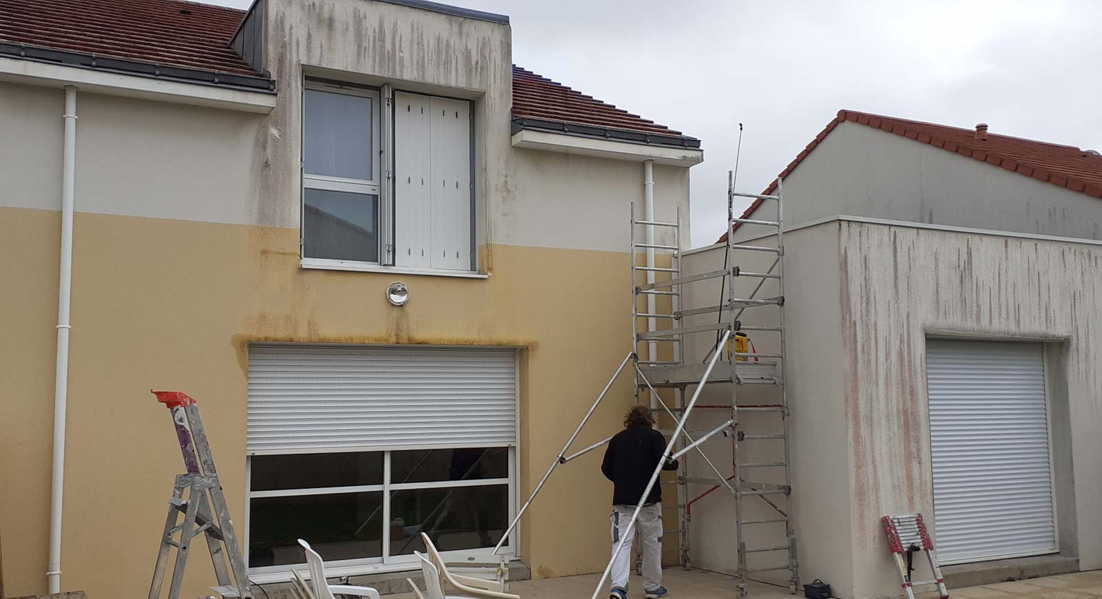 Chantier de rénovation et de ravalement de façade près de Nantes